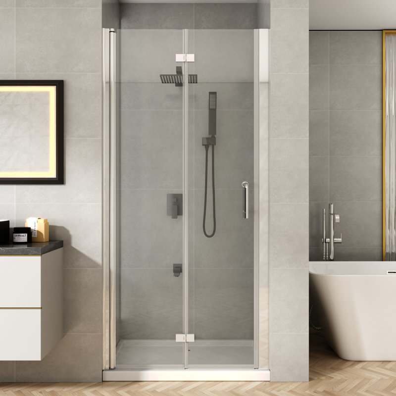 32"-33 1/4" W x 72" H Bi-Fold Frameless Shower Door with Clear Glass, Chrome
