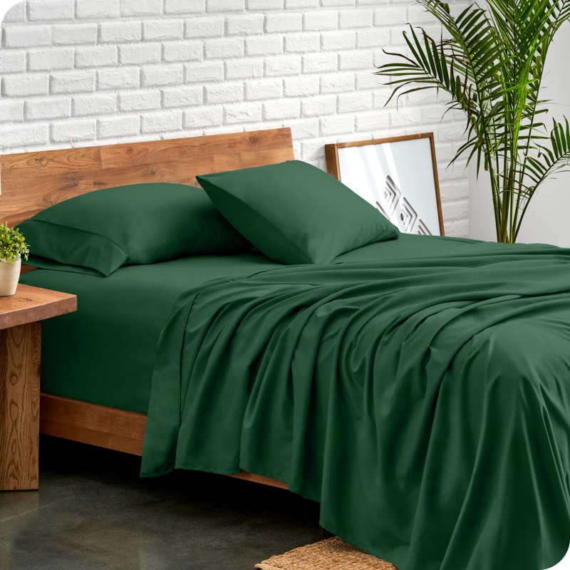 Bare Home Ultra-Soft Microfiber Sheet Set, Cal.King Sheet Set + 1 Fitted Sheet+2 Pillowcases, Forest Green