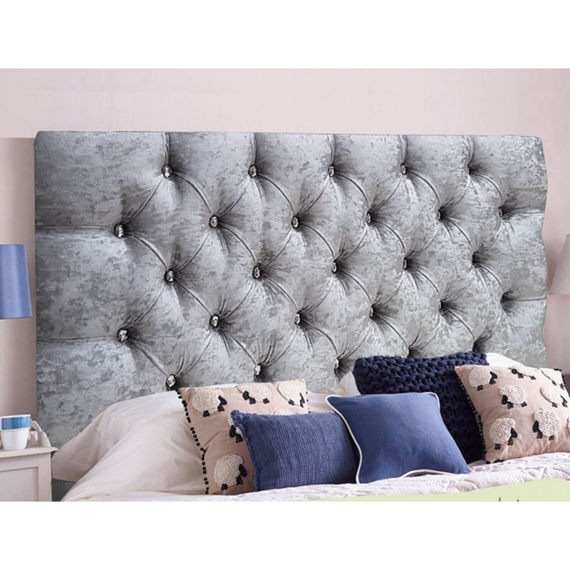 Esters Upholstered Headboard, Silver, Velvet, Super King (6')