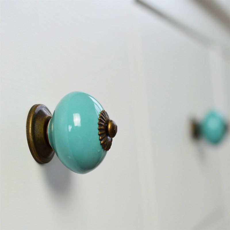 Nicola Spring - Round Ceramic Cabinet Knobs, Turquoise