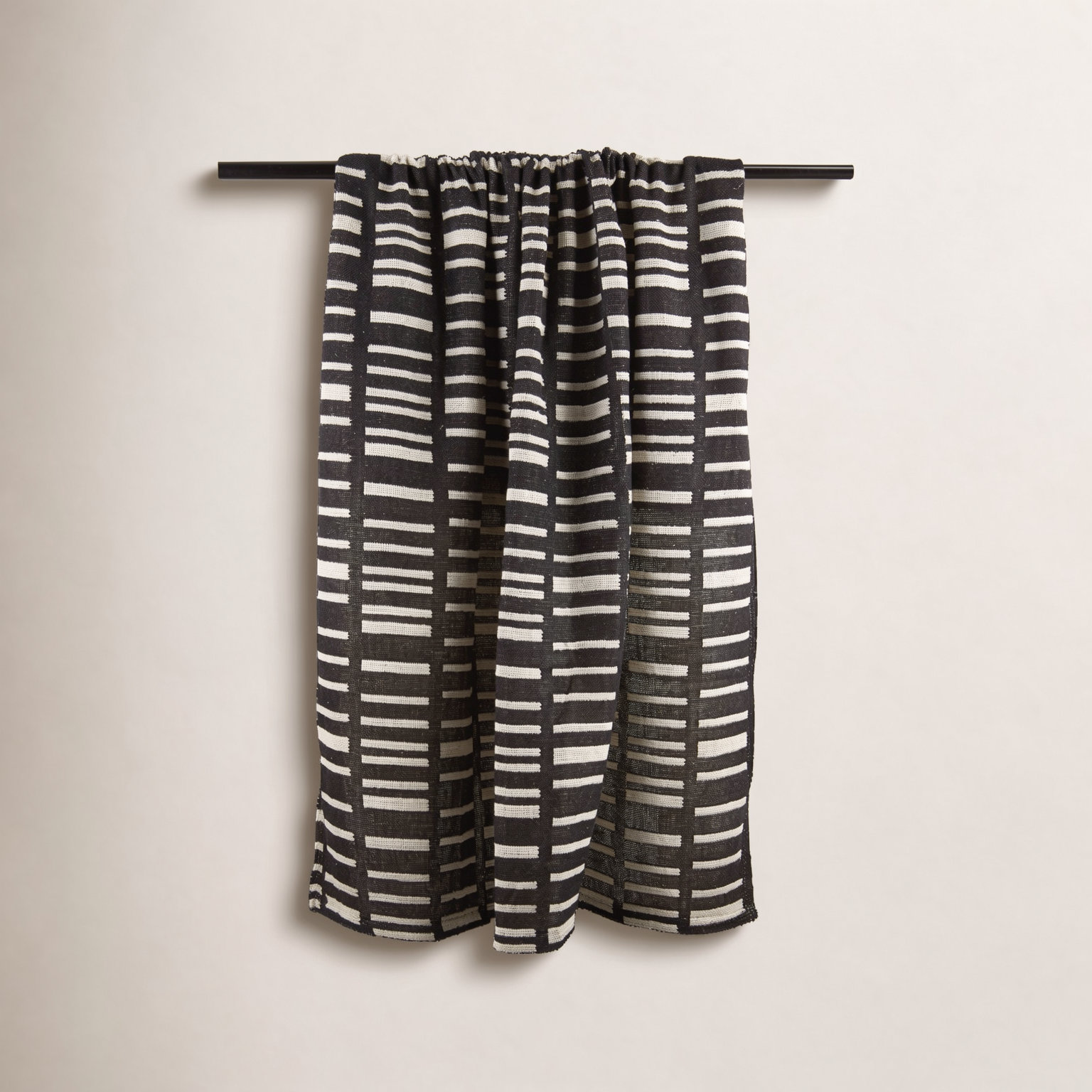 Sori Cotton Hand Woven Throw Blanket, Black