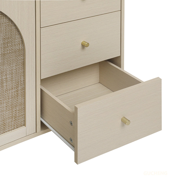 Armoire polyvalente à 3 portes et 3 tiroirs pour différentes pièces, rehaussant le rangement et le style, Naturel