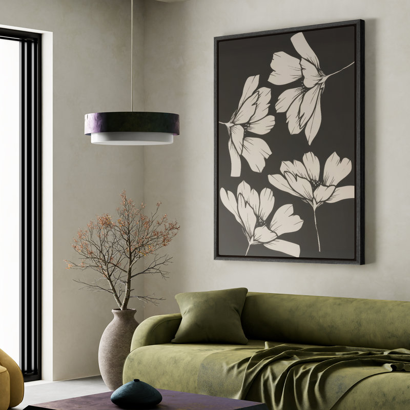 Art mural encadré, impressions murales abstraites rétro pour chambre à coucher , Noir, H 24 po x l 16 po