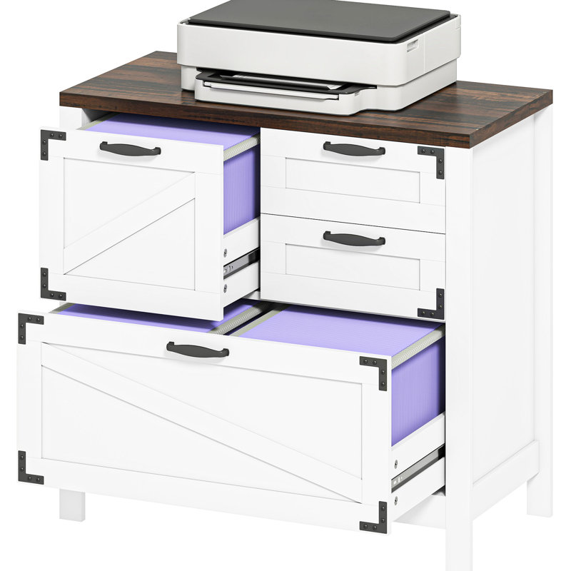 Classeur de bureau à 4 tiroirs offrant un grand espace de rangement, une ouverture fluide et silencieuse, une surface de 2,5 cm d'épaisseur et un mécanisme silencieux.