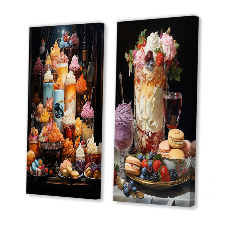 Popart Sugar Rush Symphony - Desserts, ensemble de 2 reproductions d'art mural, H 32 po x l 33 po, Toile tendue