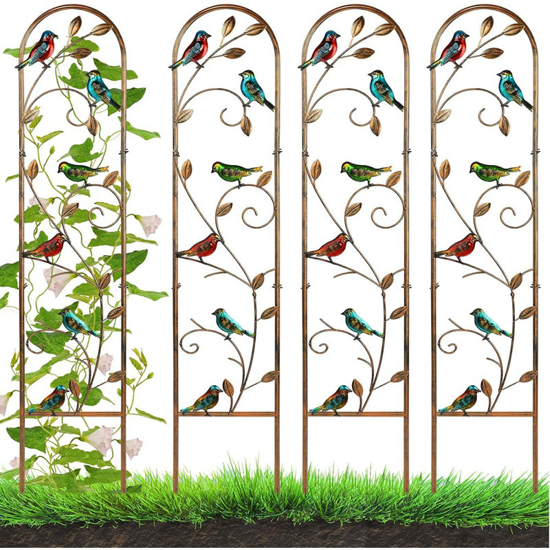4 Pack Hummingbird Metal Garden Trellis For Climbing Plant...