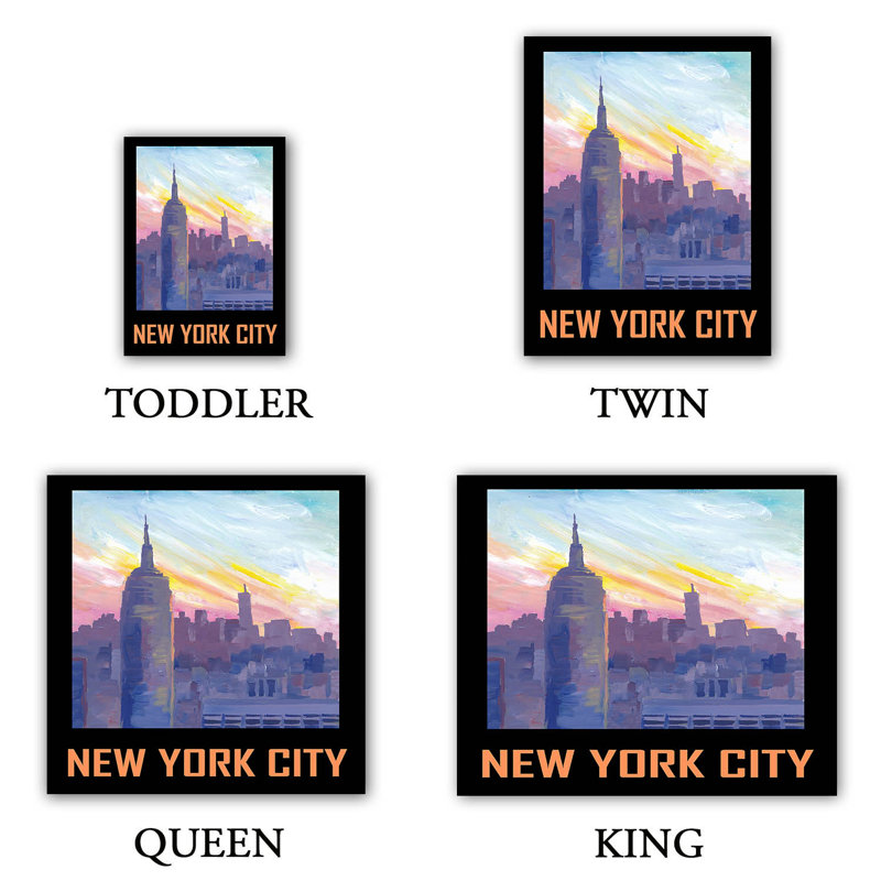 Ensemble de housse de couette simple DiaNoche en microfibre par Markus Bleichner - affiche rétro de New York