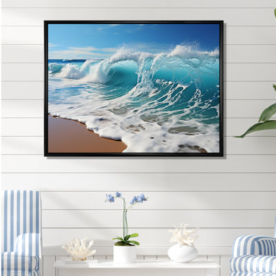 «Turquoise Power of Ocean Wave I», reproduction d'art sur toile encadrée