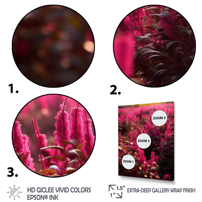 Abstraction florale fuchsia IV, Toile tendue, H 32 po x l 24 po x P 1 po