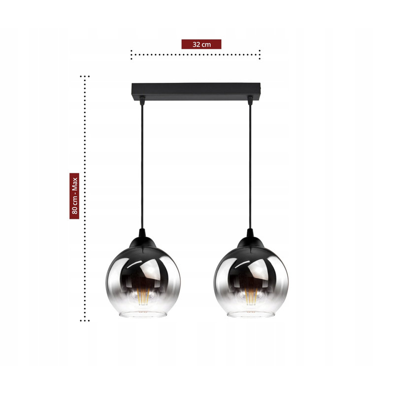 Vernardo 2 - Light Black Kitchen Island Pendant, Graphite