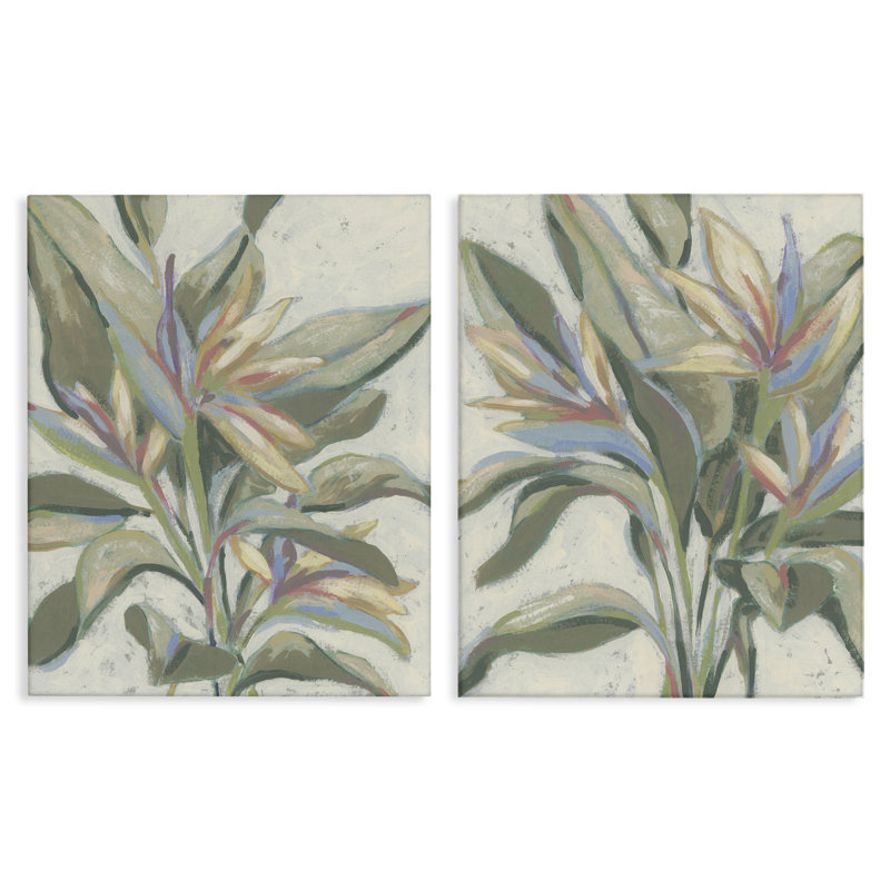 Ensemble de 2 toiles tropicales au paradis pastel, design par June Erica Vess, H 20 po x l 16 po
