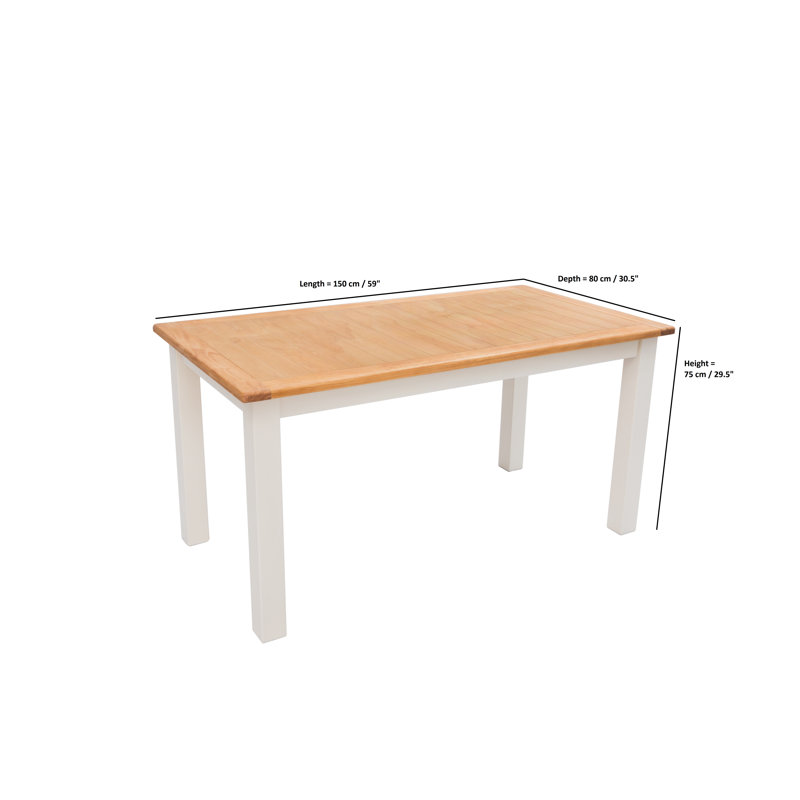 Pine Solid Wood Dining Table, Natural Wood, Ivory