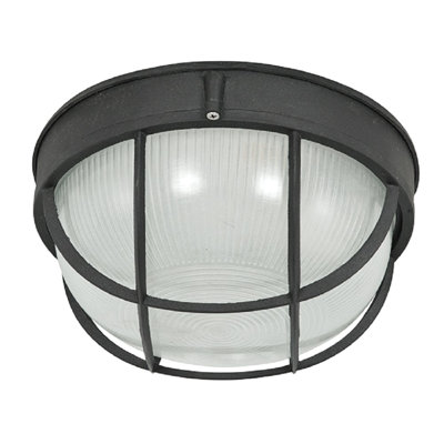 Cast Aluminum Round Bulkhead Fixture - Black