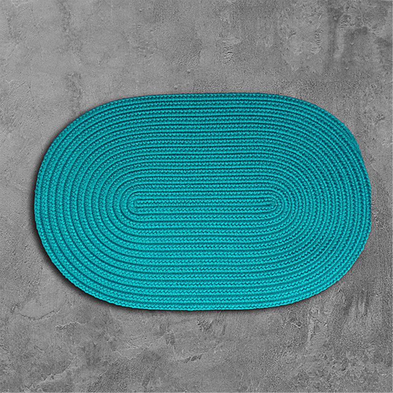Tapis turquoise réversible pour l'intérieur et l'extérieur Audryanna, Ovale 8 pi x 11 pi