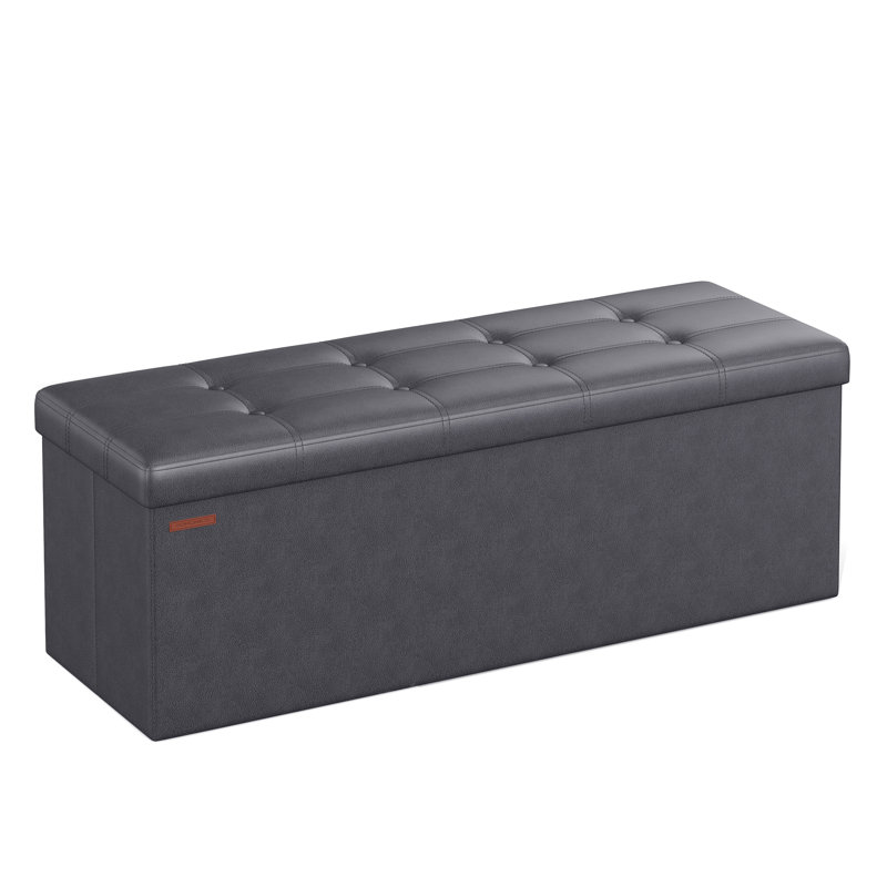 Banc de rangement avec repose-pieds 43 pouces, Gris foncé