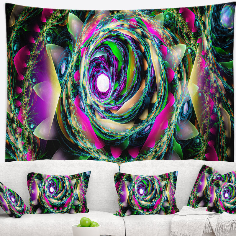 Tapisserie à fleurs tourbillon exotique de couleur floral, H 32 po x l 39 po