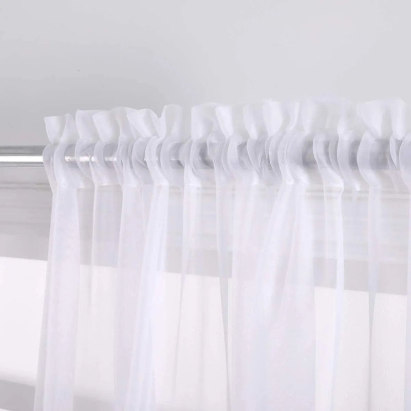 2 Panels Sheer Voile Window Curtains, White, 52"W x 96"L (Pack of 2)