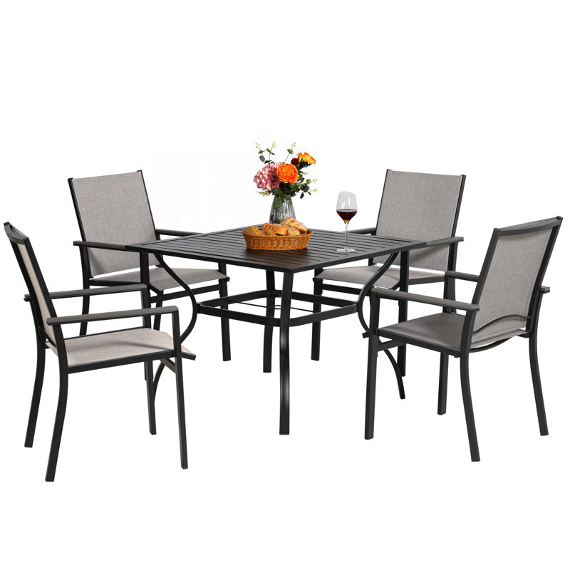 Ensemble repas d'extérieur moderne rectangulaire L 37 po pour 4 personnes
