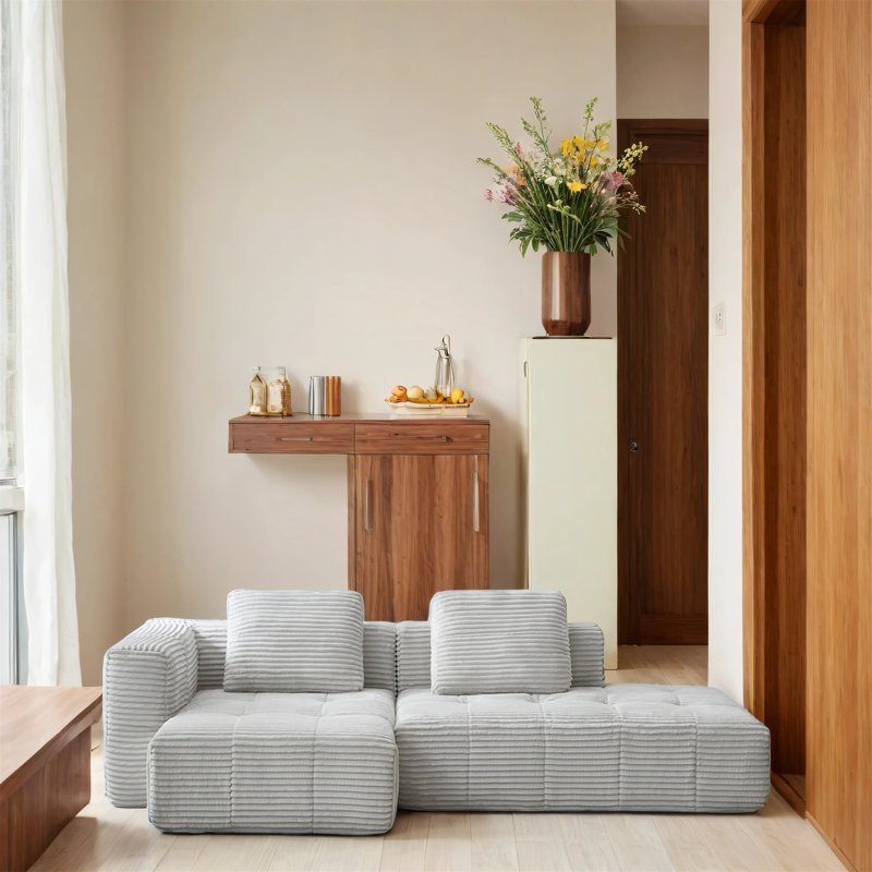 Canapé modulaire en L avec canapé inclinable, Gris