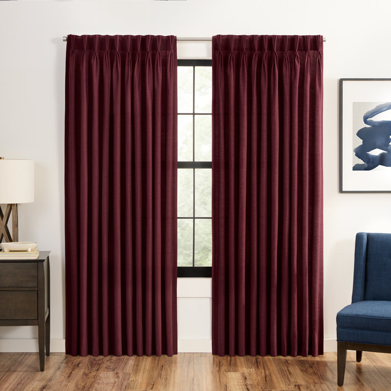 Waverly Serendipity Pinch Pleat Light-Filtering Window Panel, 25" W x 95" L, Cabernet