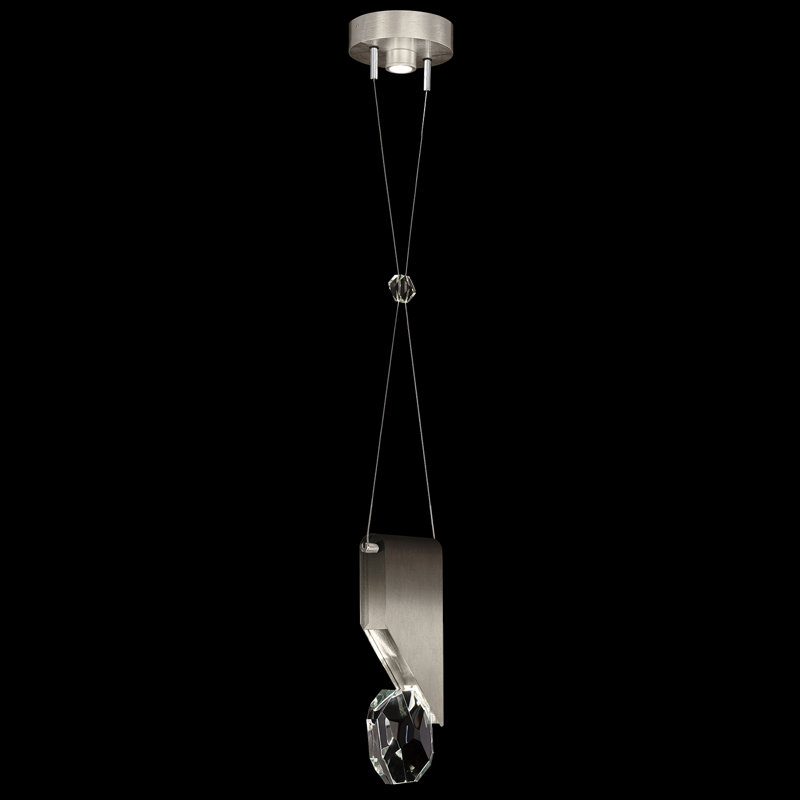 Luminaire suspendu rond l 7,25 po Aria, Argent ombré doux