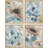 " Blue Gingko Leaves Flowers Botanical Floral " 4 - Pieces-97762635-97762637