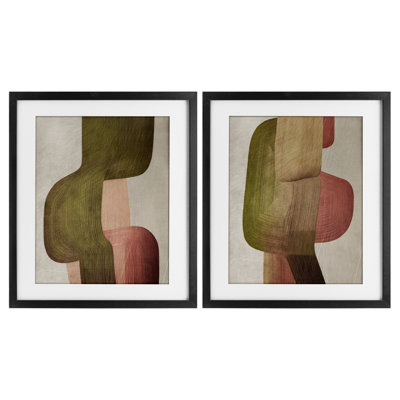 Metal Brush Curvatures 2pc Framed Print Under Glass Set, design by 1x