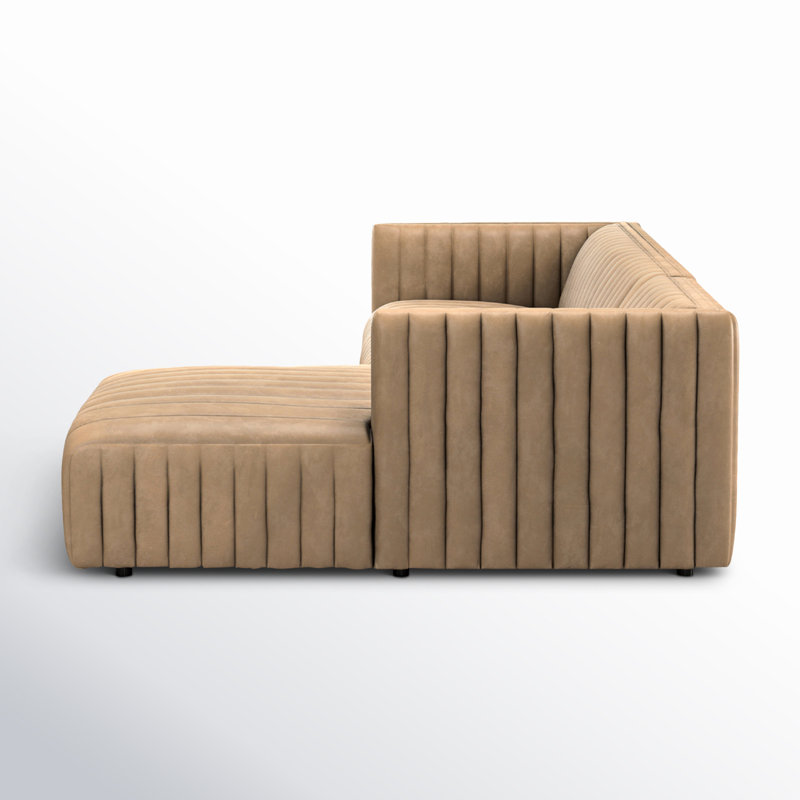 Brandt Upholstered L-Shaped Sectional, Palermo Drift Top Grain Leather, Right Hand Facing, 26.5" H x 105" W x 64" D