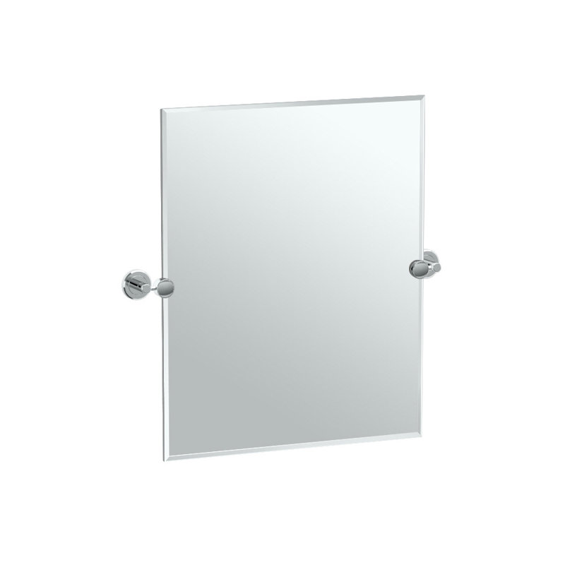 Rectangle biseauté sans cadre Latitude II | Miroir mural de meuble-lavabo pivotant, Chrome, H 31,5 po x l 27,5 po