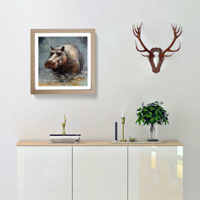 Hippo Post-Impressionism - Framed Print