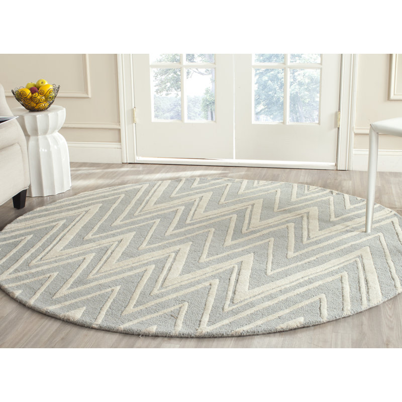 Tapis en laine touffeté à la main Sanyla, Rond 6 pi