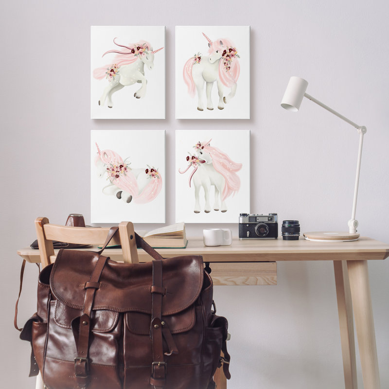 «Unicorns pastel rose sur toile» par Studio Q, H 20 po x l 16 po x P 1,5 po