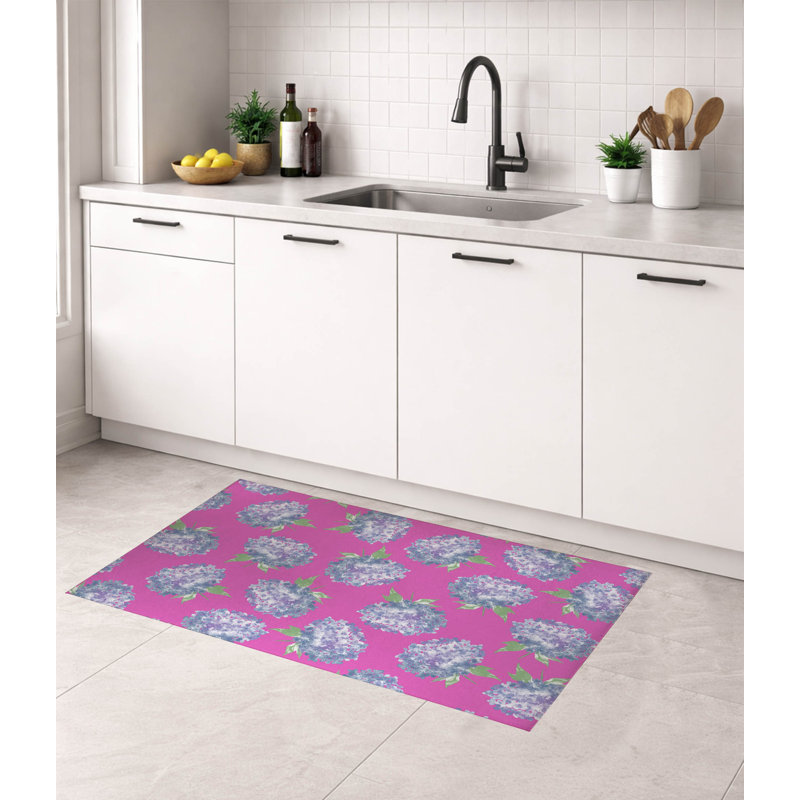 Tapis de cuisine léger Hydrangea Love, Rectangle 5 pi x 7 pi, Rose