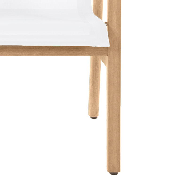Chaise avec accoudoirs Seashore en bois naturel avec toile blanche, Naturel