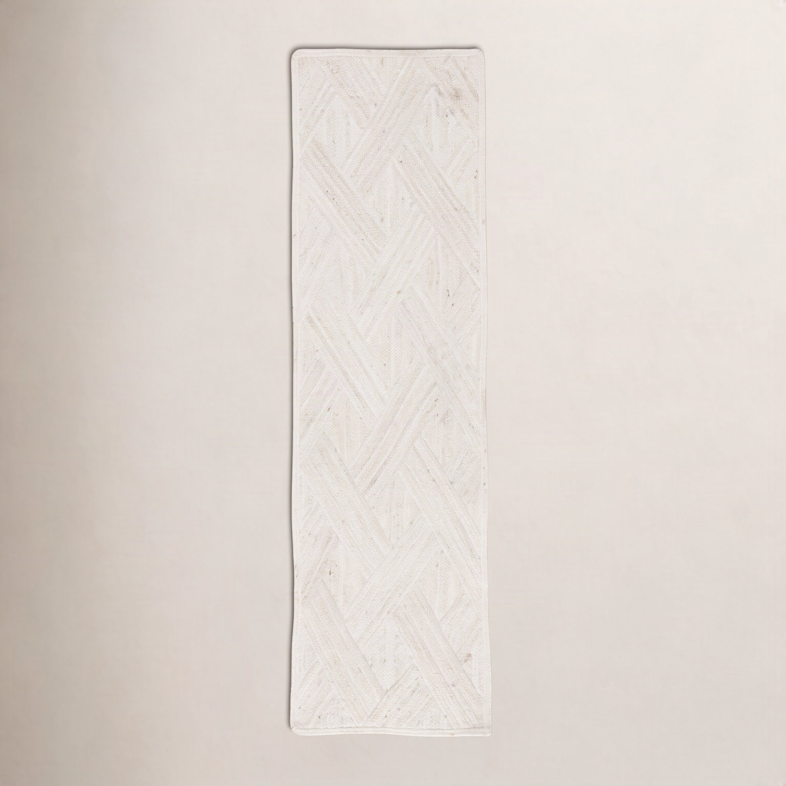 Lizbeth Cream Hand-Woven Geometric Jute Rug, Runner 2'6" x 9'