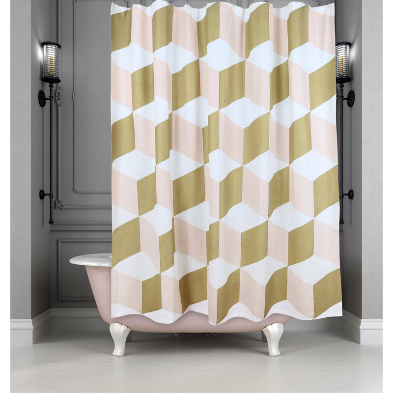 Rideau de douche simple 100% coton Juergen, Or