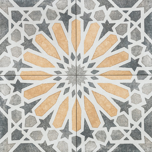 Garden Sunflower 8" x 8" Geometric Patterned Matte Porcelain Tile