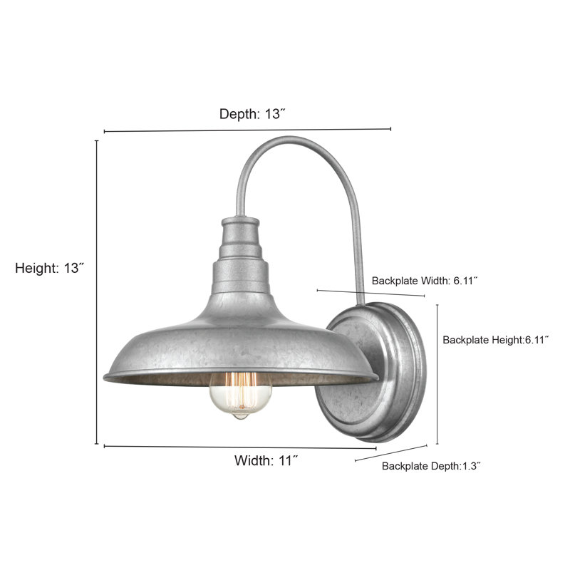Mckoy 13" Tall Outdoor Wall Sconce Barn Light, Powder Coated Bronze