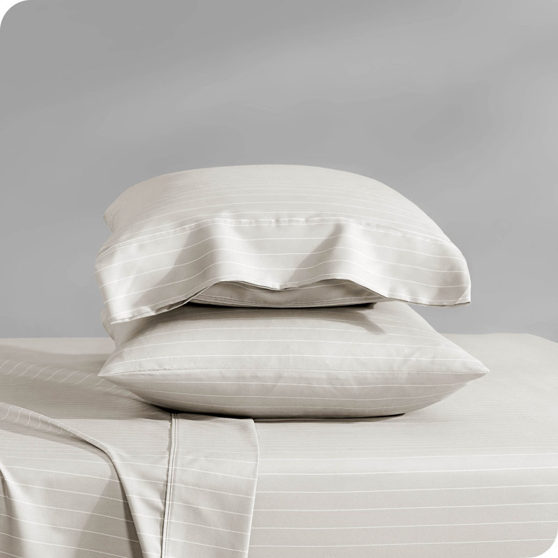 Microfiber Sheet Set, Stone/White, Split King Sheet Set +1 Fitted Sheet+2 Pillowcases