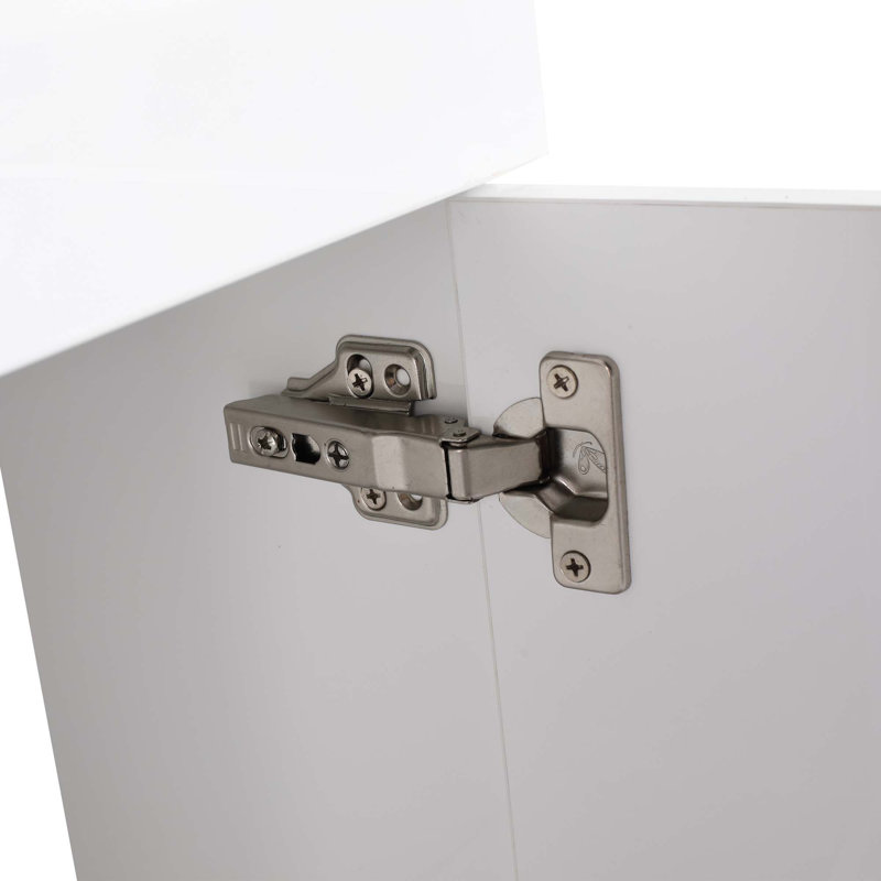 Meuble-lavabo à fermeture en douceur avec lavabo et support de rangement, 16 po pour petite salle de bain, Blanc
