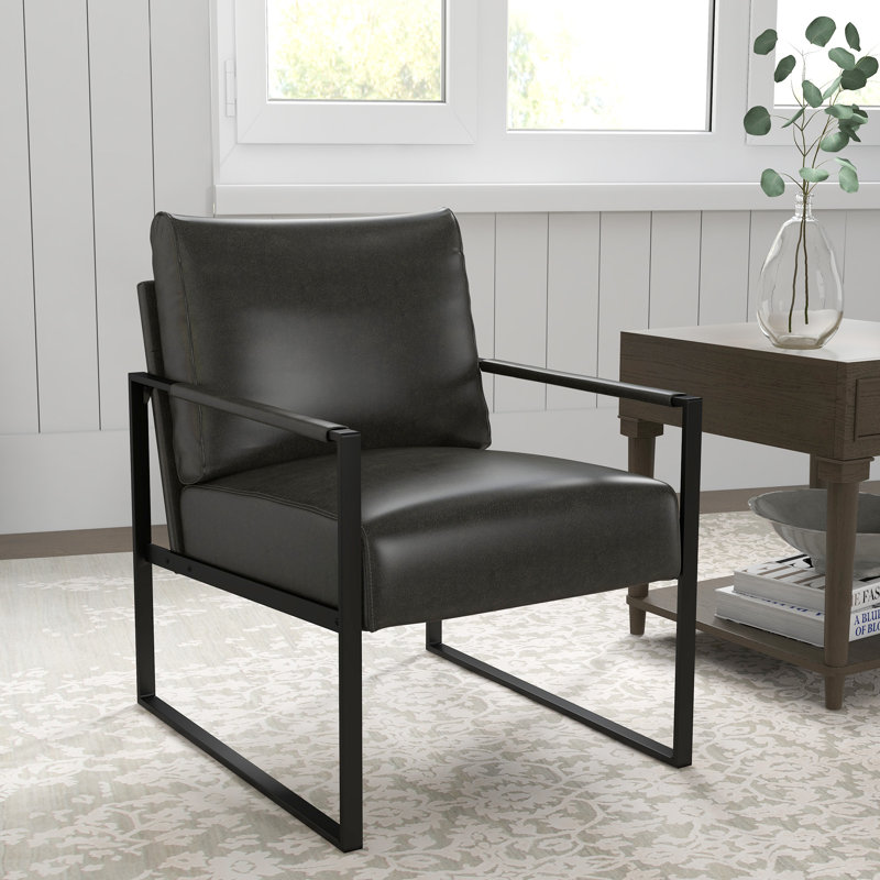 Faux Leather Armchair, Dark Grey