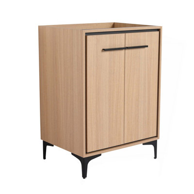 Meuble-lavabo de salle de bain sans lavabo supérieur, armoire de rangement moderne avec 2 portes à fermeture douce, meuble-lavabo simple