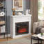 Foyer électrique avec manteau de cheminée, insert de 23 po, flamme réglable, télécommande | Blanc neige | Bois aggloméré / PB | L 41,34 po x P 14 po-1376071982