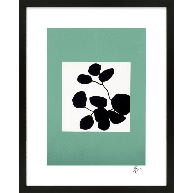 Modern Botanical 1 Painting by Lee Lessem, 25" H x 20" W x 1.25" D, Black Framed