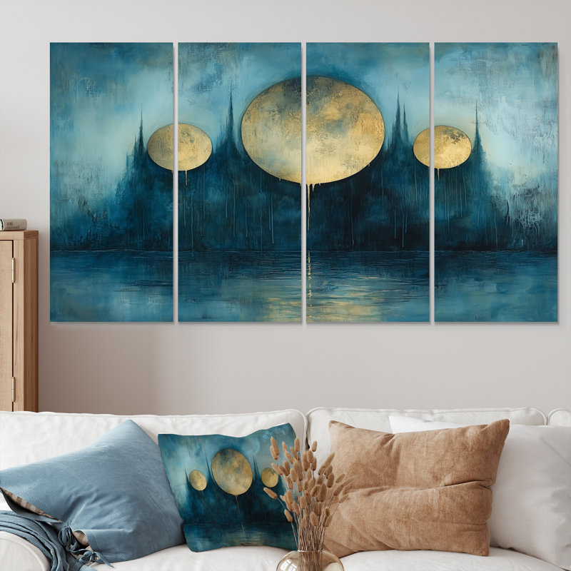 «Blue Mystic Symbols Spiritual Dreams - Dreams Motivation», ensemble d'art mural, H 28 po x l 48 po
