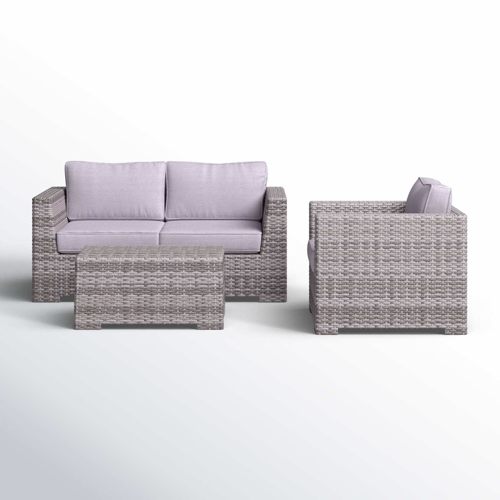 McDougal 3-Person Patio Seating Group, Mixed Grey