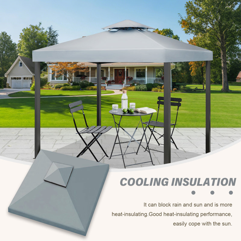 Housse de protection pour tente de parasol d'extérieur 10 pi x 10 pi à 2 niveaux, Gris
