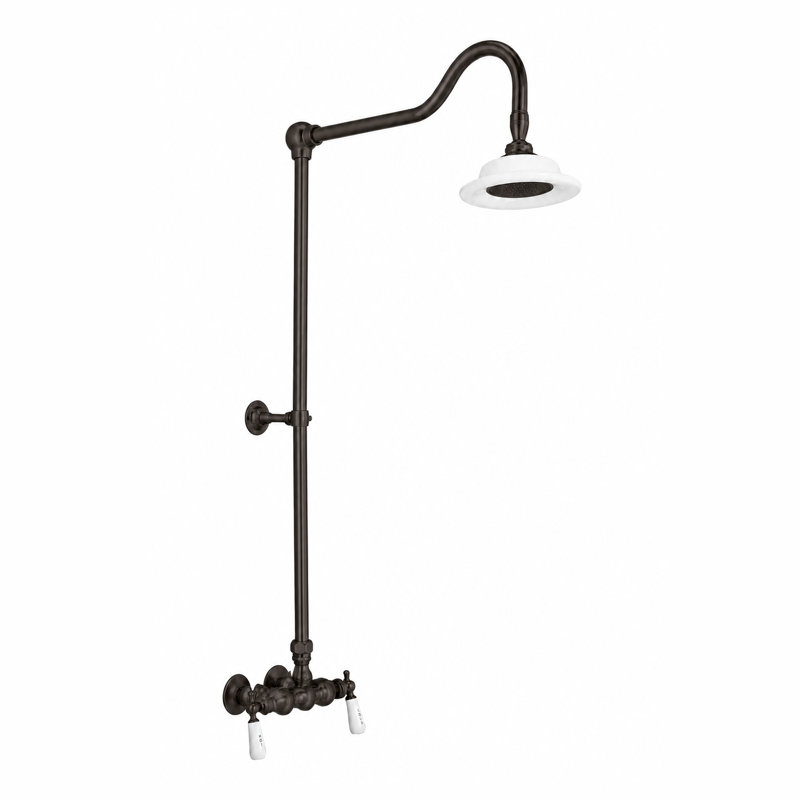 Système de douche exposé avec poignées levier de Strom Living, Unlacquered Polished Brass