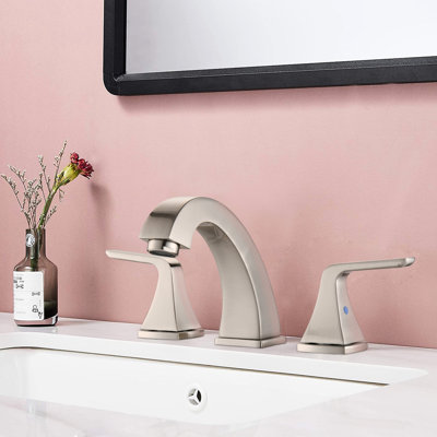 8" Widespread Bathroom Faucet With 2 Handles In Brushed Nickel - , Stylish, And Easy To Install Stainless Steel Finish Widespread, Elegant