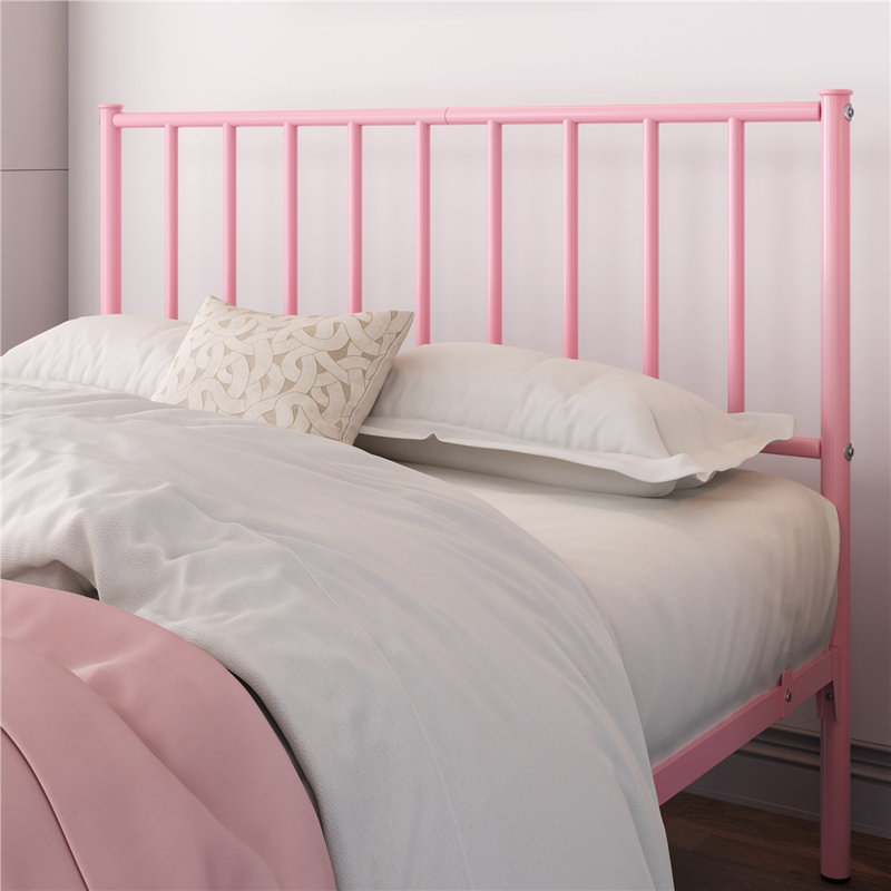 Birmati Minimalist Bed Frame with Headboard and Footboard, Full, Pink